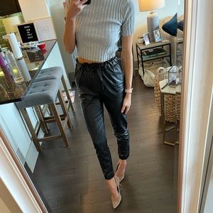 Abercrombie faux-leather black joggers